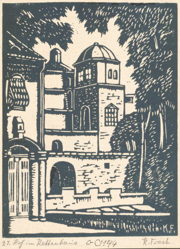 Rytina záhradného pavilónu, Karol Frech, rok 1930. Zdroj: Galéria mesta Bratislavy, Web umenia, inventárne číslo: C 8164