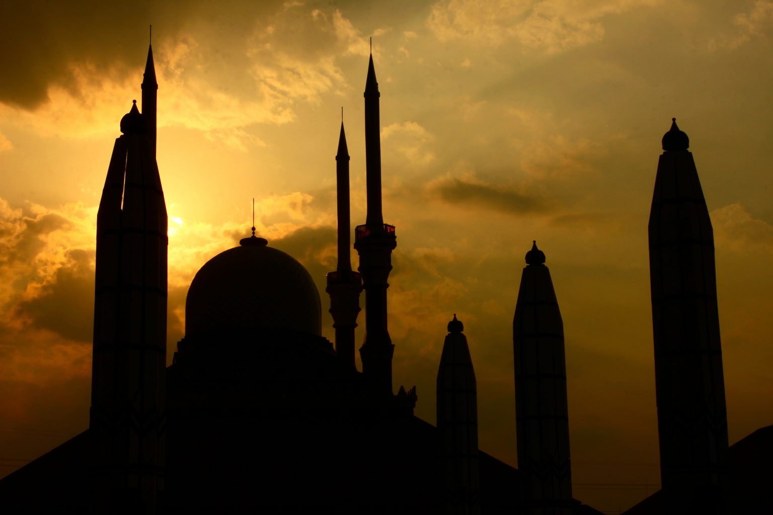 buildings, mosque, sunset
