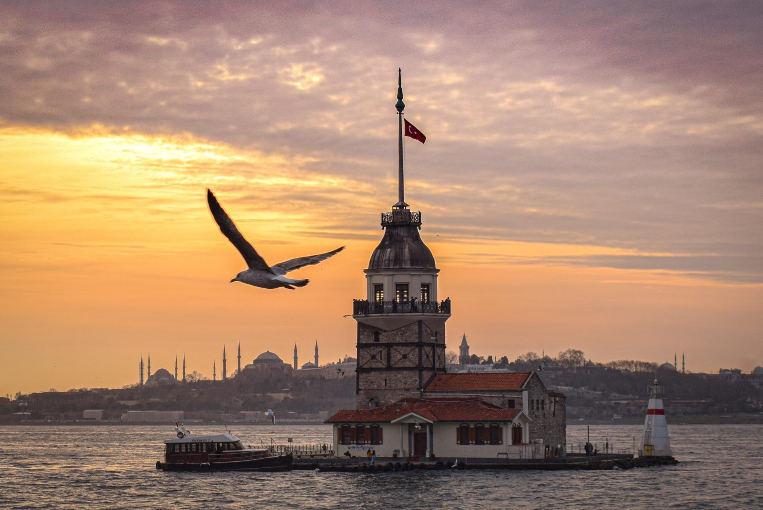 river, sunset, maiden's tower views