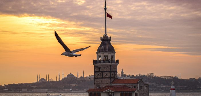 river, sunset, maiden's tower views